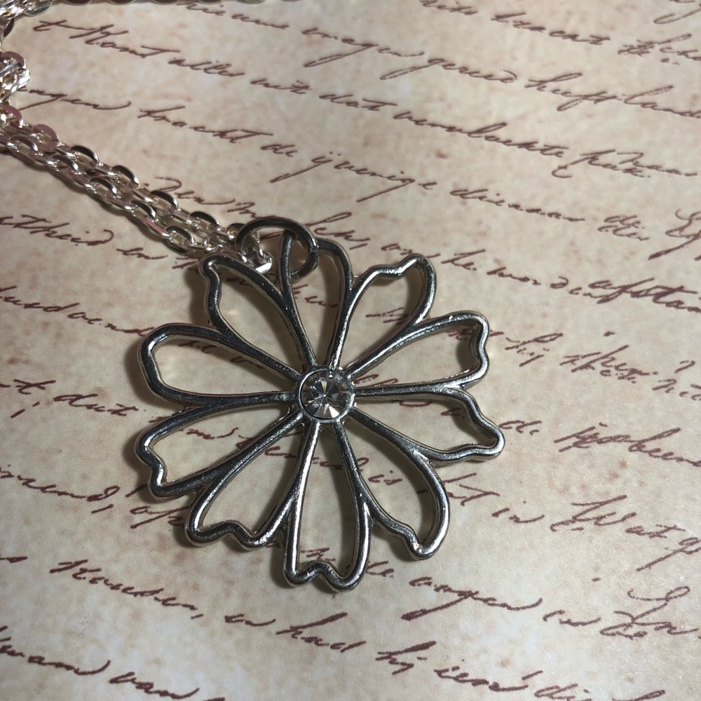 handmade silver flower necklace ( 5 for $20 ) - Picture 2 of 5